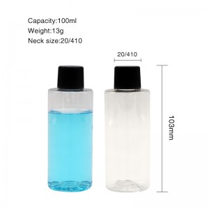 100 ml lege plastic PET-cosmetische monsterfles doorzichtige container ronde vorm