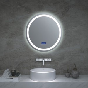 Altkvalita Ĉina Nigra Ora Arĝenta Dekoracia Banĉambro Muro Smart LED Vanity Mirror