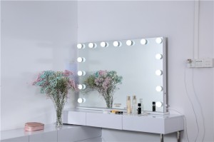 Чин яклухт мебел Салон LED равшанӣ Vanity ҳаммом Touch Dimable Light Зеркало Холивуд