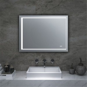 Obdĺžnikové osvetlené toaletné zrkadlo LED do kúpeľne proti zahmlievaniu (1)